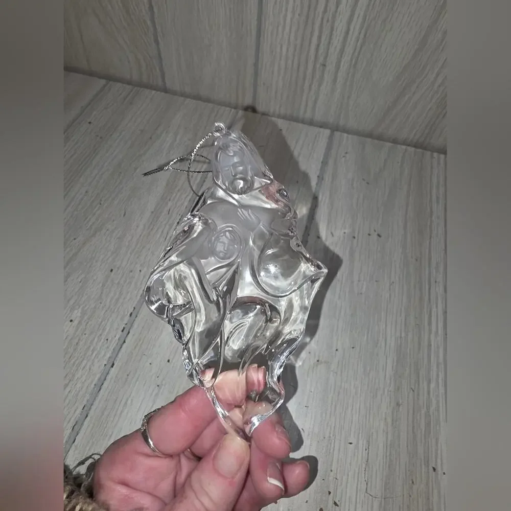 Vtg Mary Joseph Jesus Clear Ornament  Nativity Holiday Christmas Decor Religious